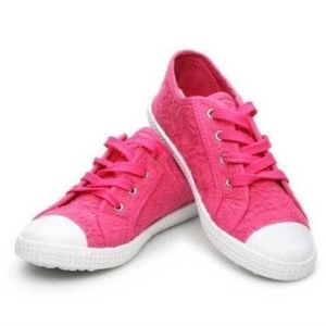 Girls Sneakers Kids 3 Capelli New York Pink Eyelet Canvas Lace Up Shoes